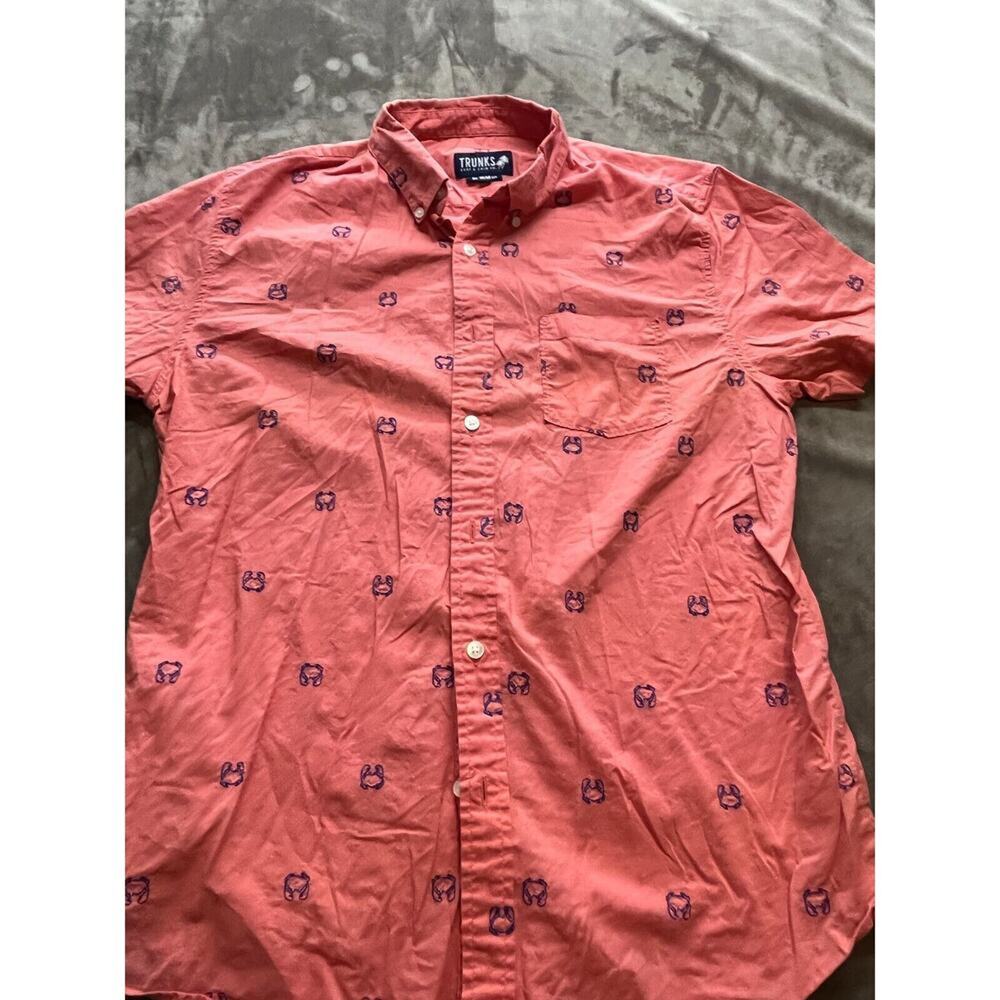 Trunks Surf‎ & Swim Co Shirt Mens Size Medium Coral Button Up Crab design
